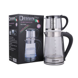 Dessini Factory Glass Turkish Tea Pot Kettle Set With Infuser