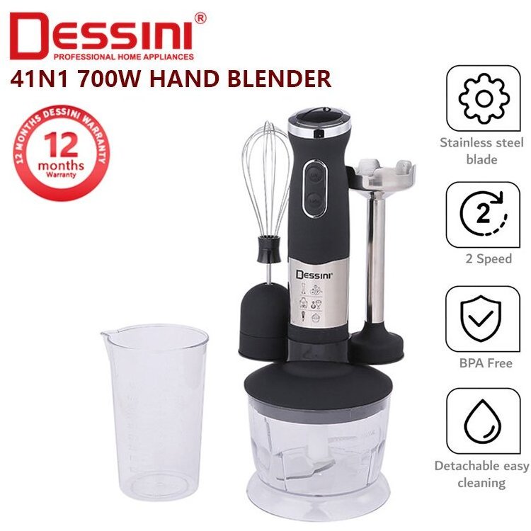 DESSINI  4 in 1  Home Kitchen Food Mixer Egg Beater Juice Vegetable Chopper Meat Grinder Hand Blender