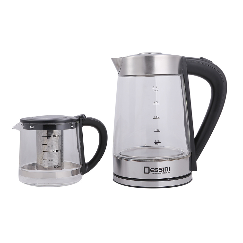 Dessini Factory Glass Turkish Tea Pot Kettle Set With Infuser