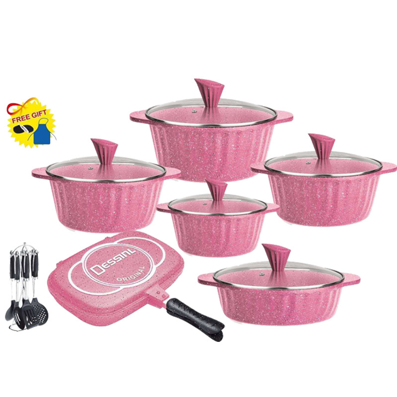 Dessini 21pcs cookware set Maifanite non-stick pan Aluminum Die-Casting Pan Pot Soup Kitchen