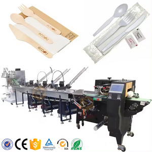 Full Automatic Disposable Cutlery Set Packing Machine Wooden Cutlery Set Plastic Tableware Set With Napkin Packing Machine