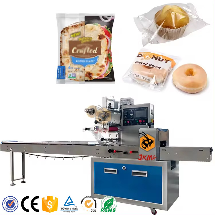 Automatic Bakery Bread Pastry Flow Packing Machine Donut Packing Machine Cup Cake Toast Bread Pillow Packing Machine