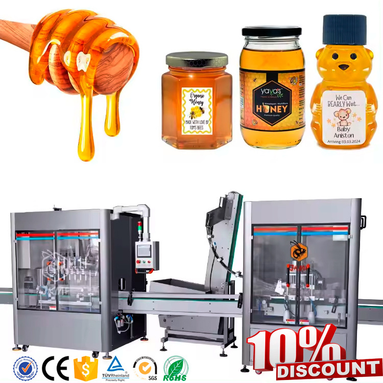 Automatic 4  8 Nozzles Honey Syrup Filling Packing Machine Honey Glass Bottle Filling Capping Machine Honey Jar Filling Machine