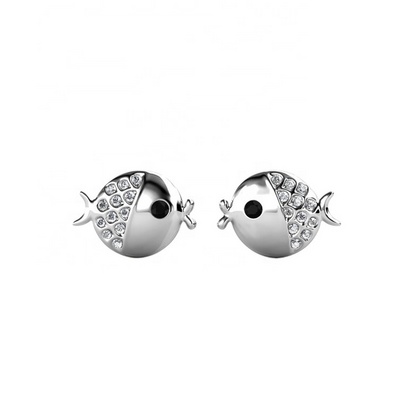 Destiny Jewellery 18K Gold Plated Cute jewelry Ocean Series Little Fugu Kiss fish earring with Premium Austrian Crystal