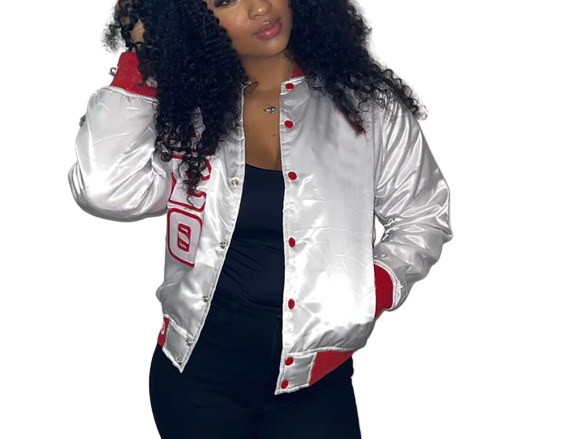 Sorority And Fraternity Greek Lettered Chenille Satin Letterman Baseball Varsity Satin  Jackets