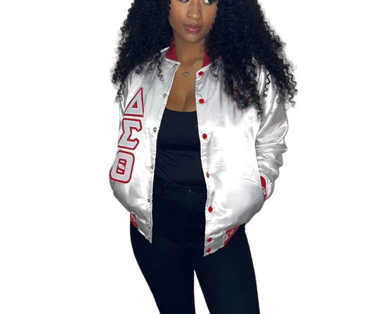 Sorority And Fraternity Greek Lettered Chenille Satin Letterman Baseball Varsity Satin  Jackets