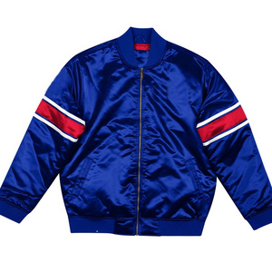 Custom bomber satin jacket letterman satin jacket,Royal blue satin baseball jacket