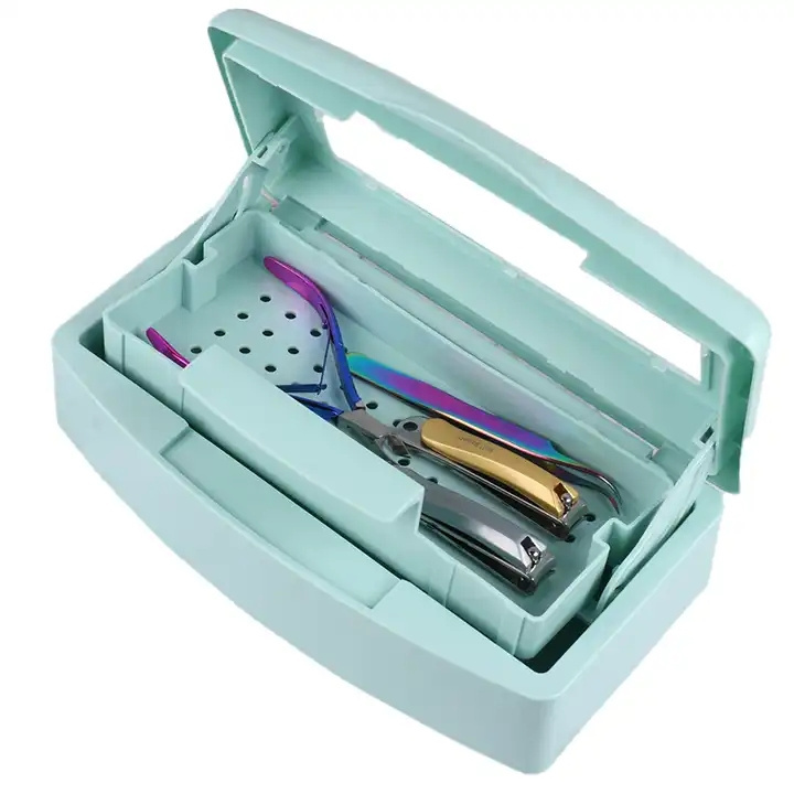 Destly Portable Ultraviolet Mini Nail Art Nipper Tweezersr Equipment Tools Sterilizer Disinfection Box