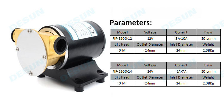 FIP-3200 Impeller Marine Water Pump 12V 24V Self Priming Ship's yacht deck large flow flushing pump, impeller, centrifugal flush