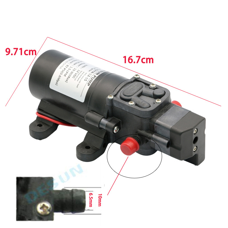 Factory Wholesales mini 12 volt 15w 1.5l/min dc diaphragm water pump with pressure switch