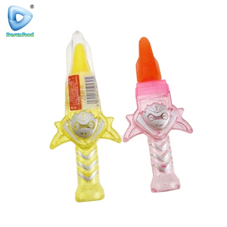 China fruit flavor sword shape toy light up lollipop sweet