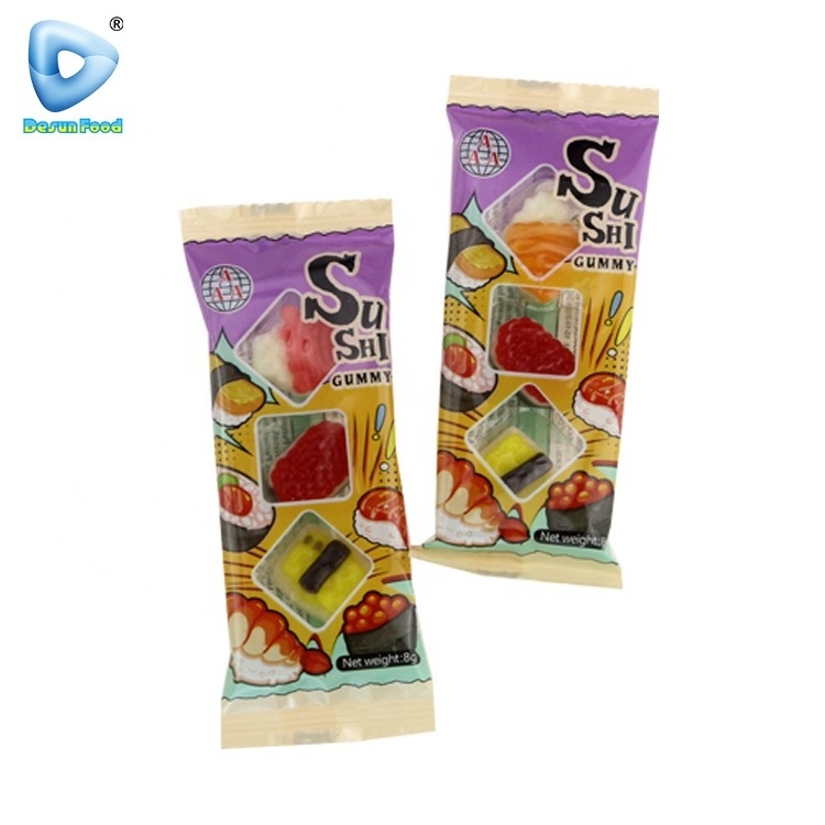 Wholesale custom fruity flavor japanese sushi shape gummy soft candy