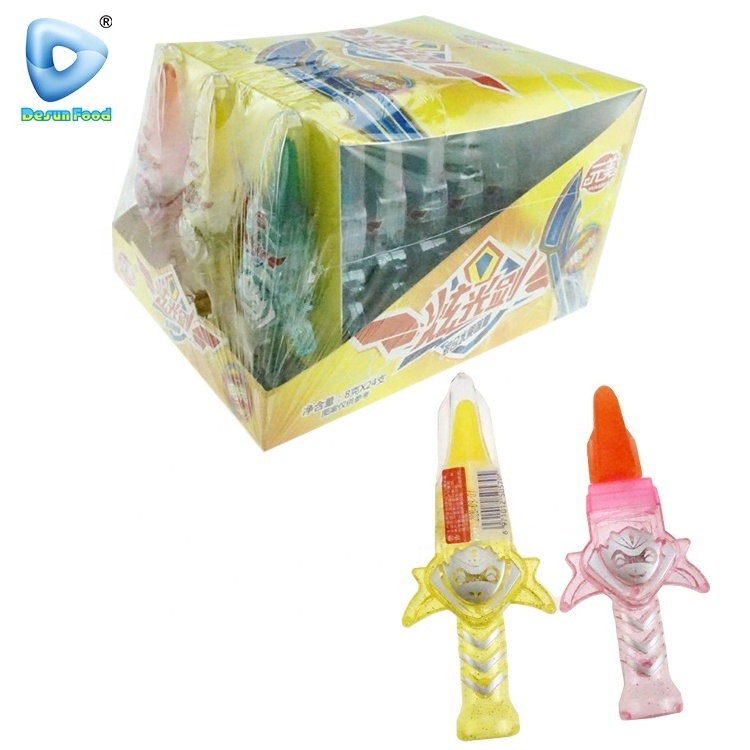 China fruit flavor sword shape toy light up lollipop sweet