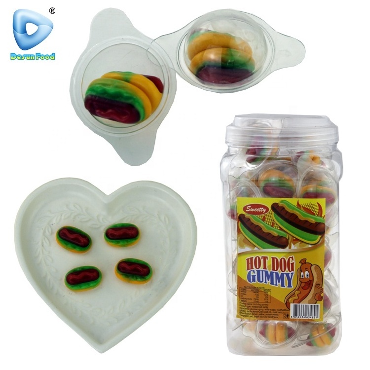 Halal fruit flavor hot dog gummy candy jelly soft candy