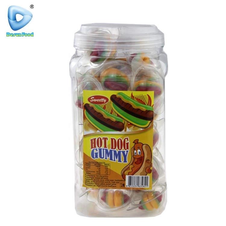 Halal fruit flavor hot dog gummy candy jelly soft candy