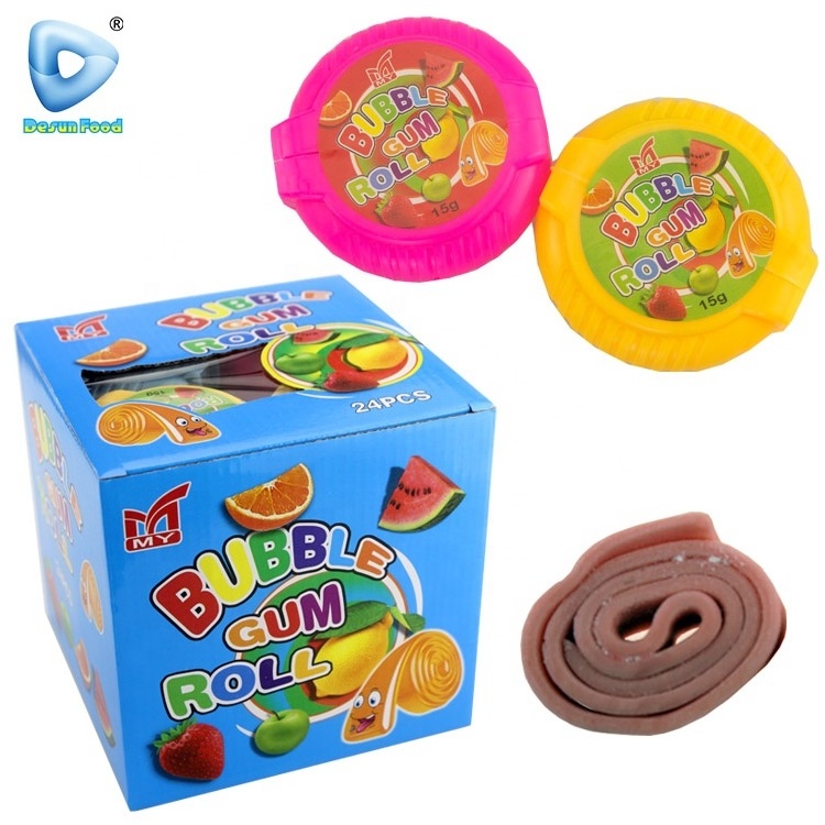 Hot selling sweet fruit flavor amazing crazy roll bubble gum