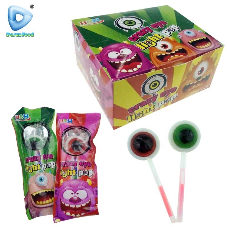 Colorful crazy eye pop light up lollipop candy