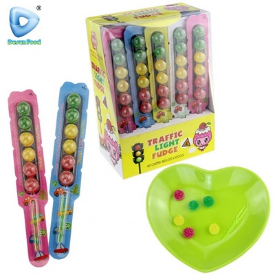 Traffic light jelly ball gummy candy mix fruit traffic light soft lollipop candy