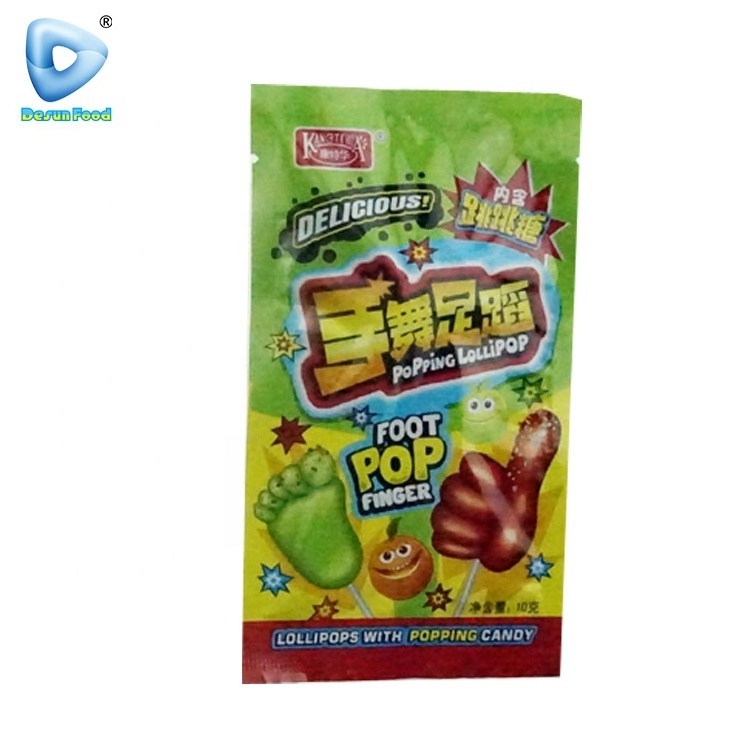 Funny foot and finger lollipop with popping candy