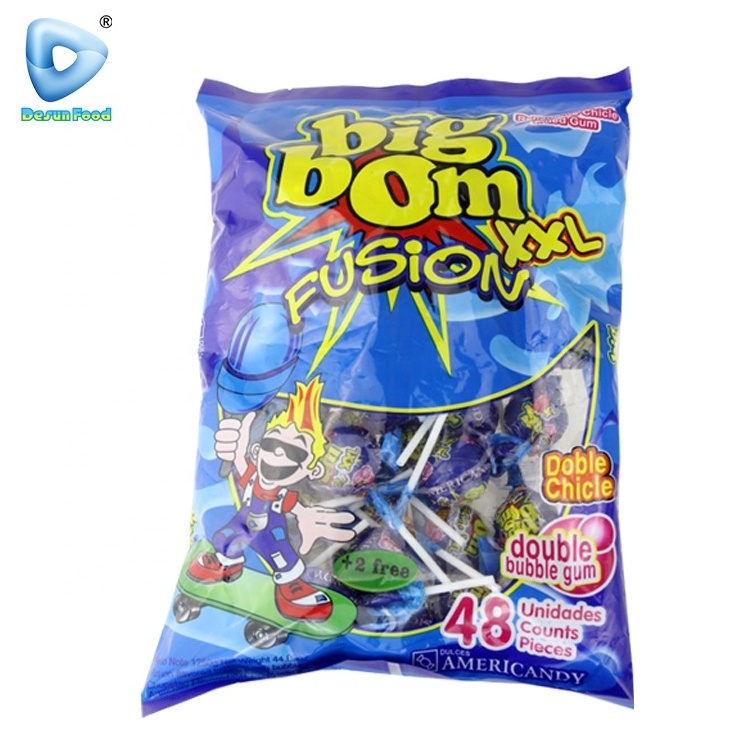 China Big bom fruity sweet bubble gum lollipop candy supplier