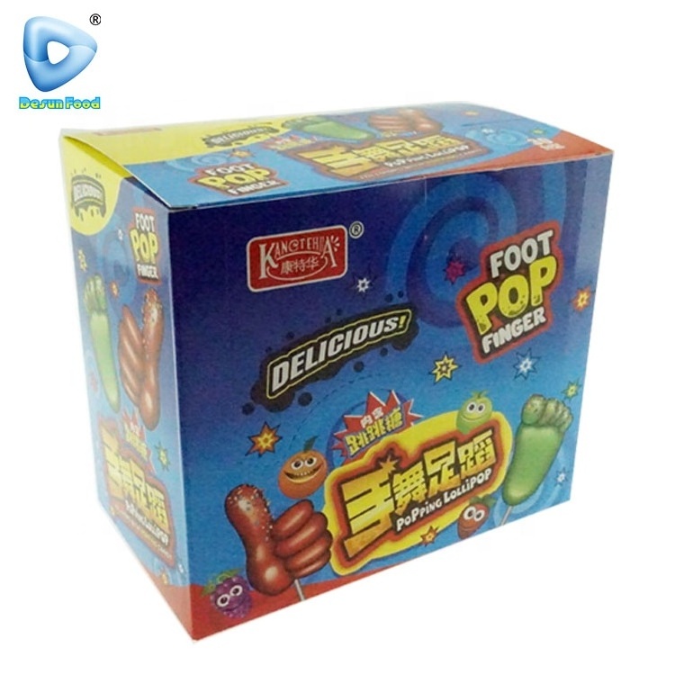 Funny foot and finger lollipop with popping candy