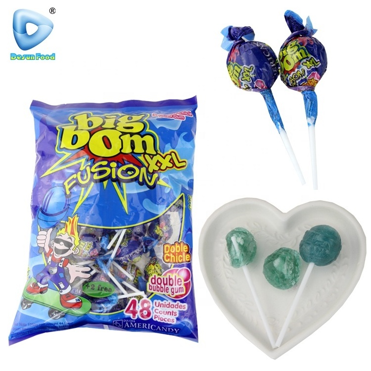 China Big bom fruity sweet bubble gum lollipop candy supplier