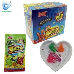 Funny foot and finger lollipop with popping candy