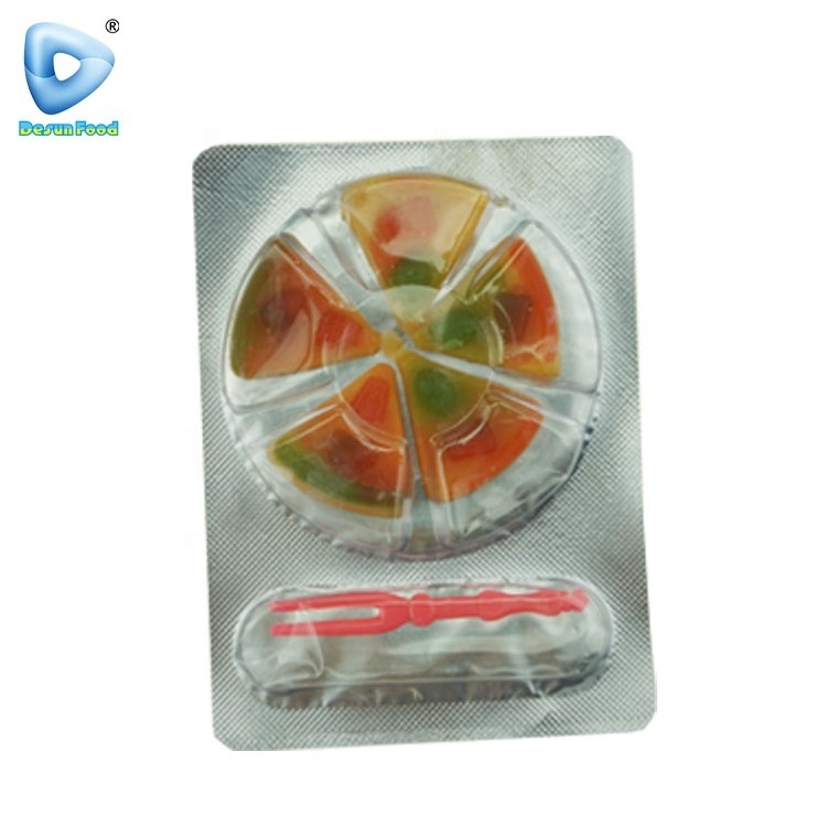 Hot selling halal pizza gummy candy with fork