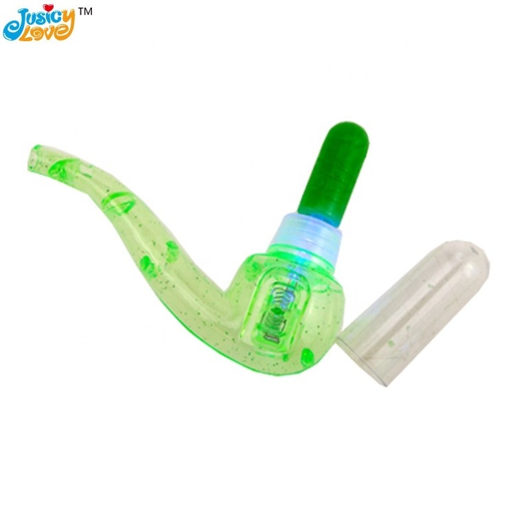 Funny Sweet Tobacco Pipe Shape Whistle Toy LED Light up Lollipop Candy