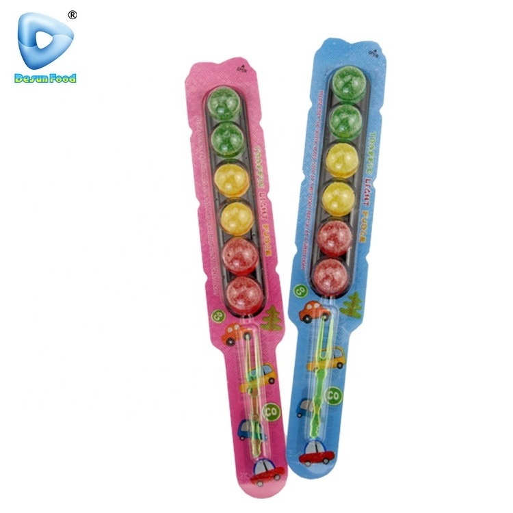 Traffic light jelly ball gummy candy mix fruit traffic light soft lollipop candy