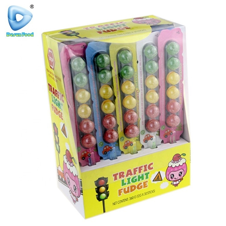 Traffic light jelly ball gummy candy mix fruit traffic light soft lollipop candy