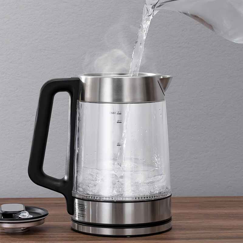 High quality 1.7L New design transparent electric glass kettle with tea infuser