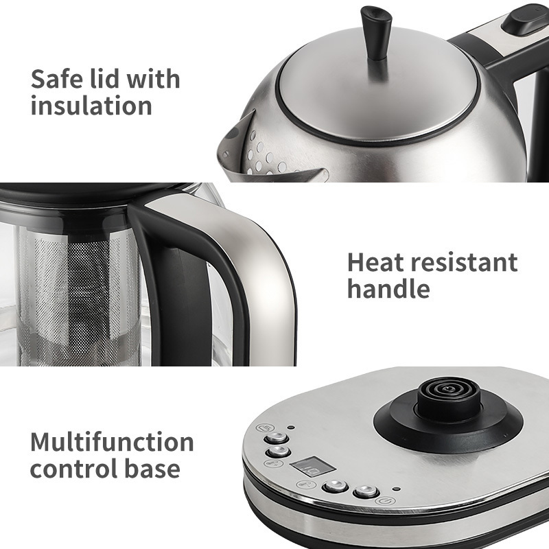 Hot sale 2.5L 2 IN 1Electric Kettle Tray Set Glass Electric Kettle Tea Maker With Glass Teapot With Temperature Control