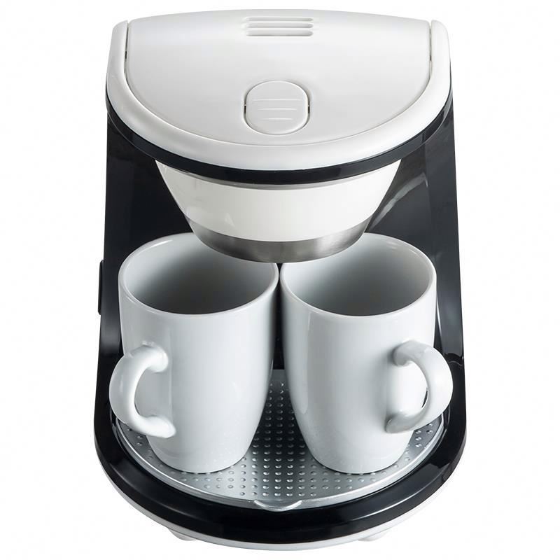 Home appliance 300ml 450w white color drip coffee maker with 2 white ceramic cup