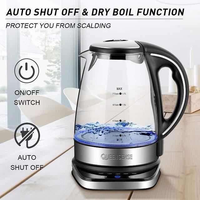 Customizable househotel cheap price 1.7L 220V digital control electric glass kettle for water