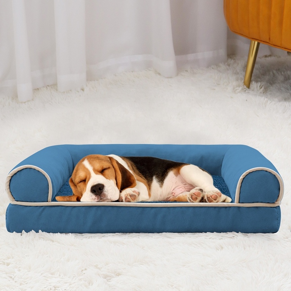 Luxury suede  Anti-Slip Bottom Waterproof Pet Bed High Grade Memory Foam Dog Pet Bed With zipper sofa style