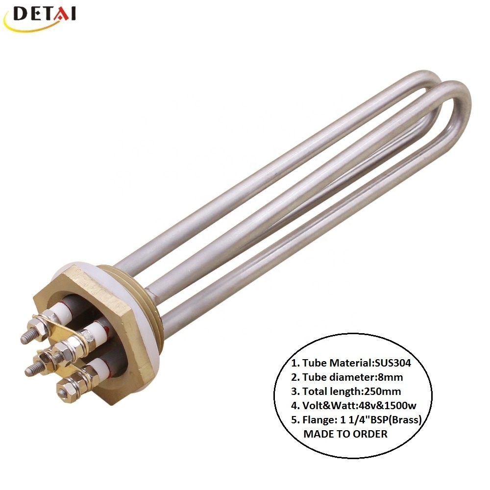 DC 48V 1500W Low Voltage Immersion Water Heater Screw Plug Heater with 1 1/4