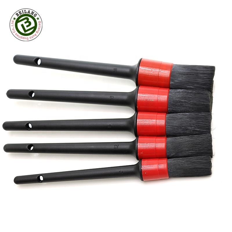 Black Plastic Handle Car Rim Cleaning Brush Set Auto Wash Dashboard Detailing Brush Kit