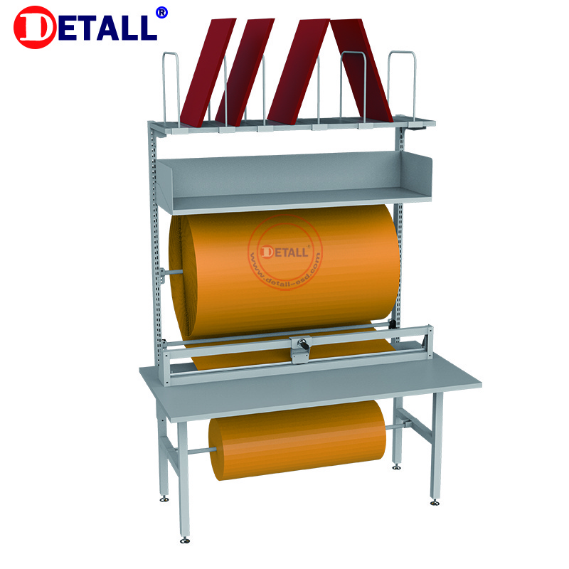 Detall industrial style metal cheap used packing table with package cutter