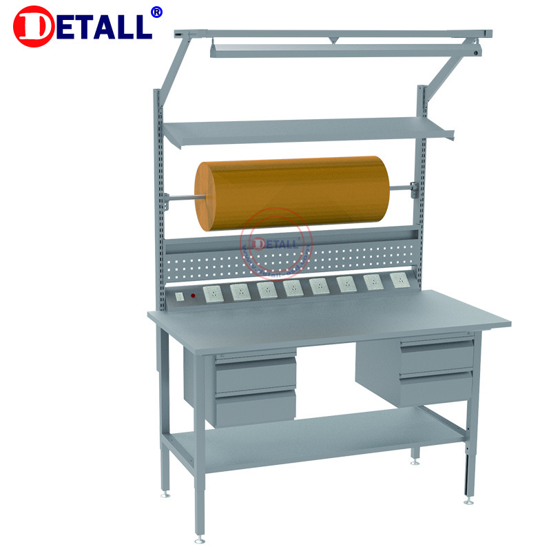 Detall industrial style metal cheap used packing table with package cutter