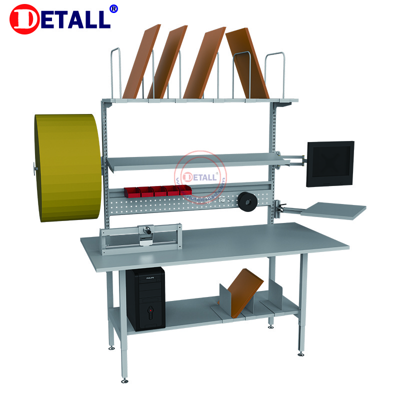 Detall industrial style metal cheap used packing table with package cutter