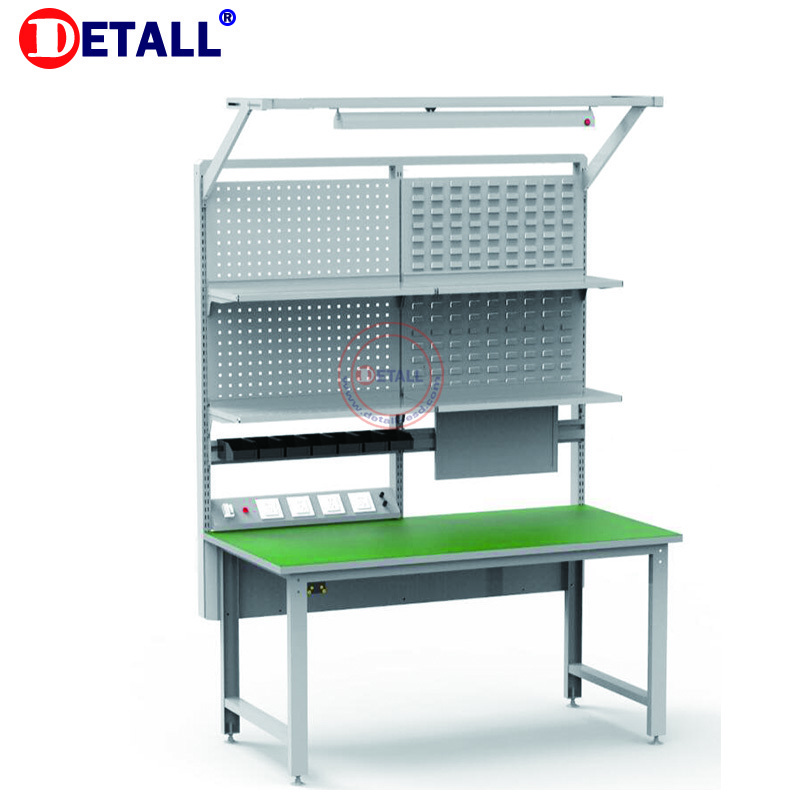 Detall garage workbench with cabinet for storage