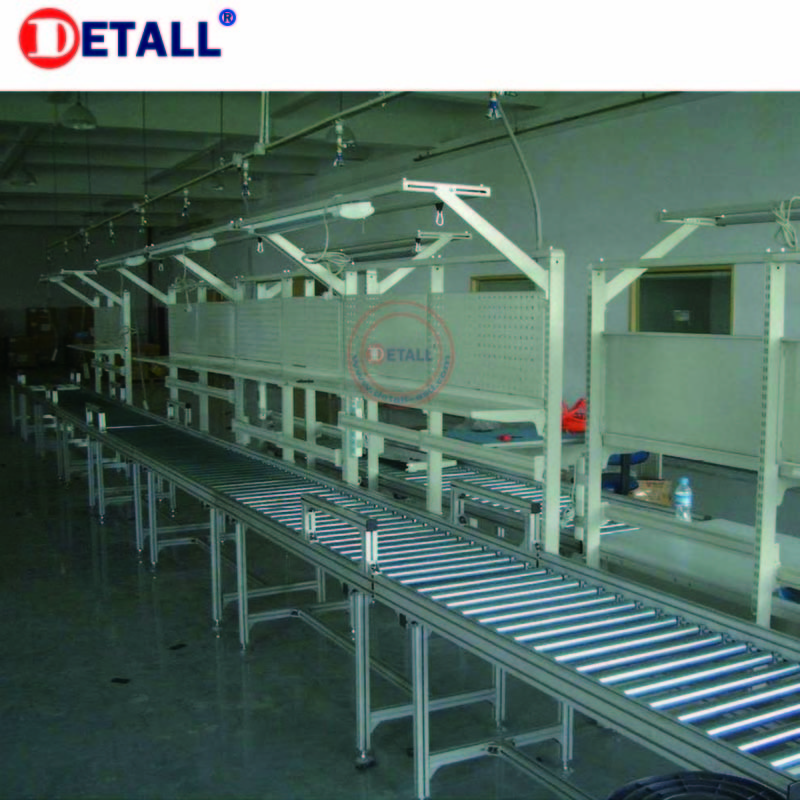 Detall manual production assembly line working table belt conveyor