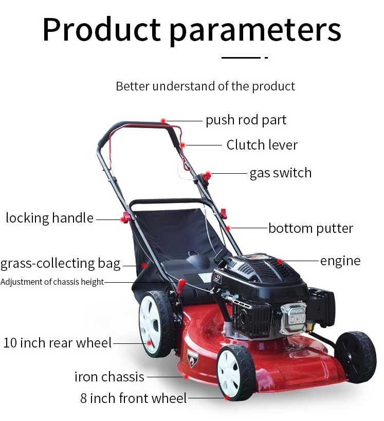 High Power Football Field Farm Lawn Trimming Hand Pushing Self moving Powerful OHV Structural Electric Motor Gasoline Mower