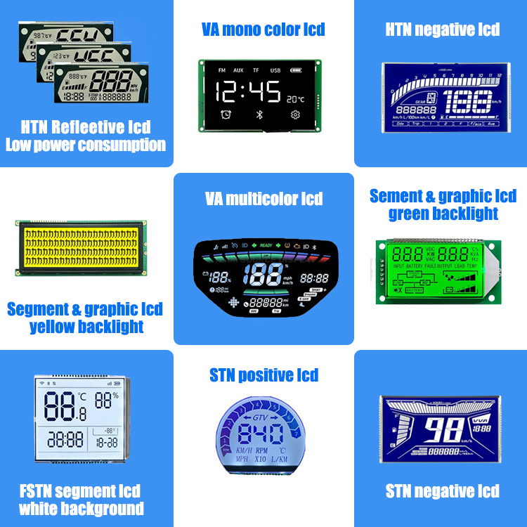 Factory customized monochrome 7 segment lcd screen TN HTN VA STN FSTN lcd display for gas energy meter lcd