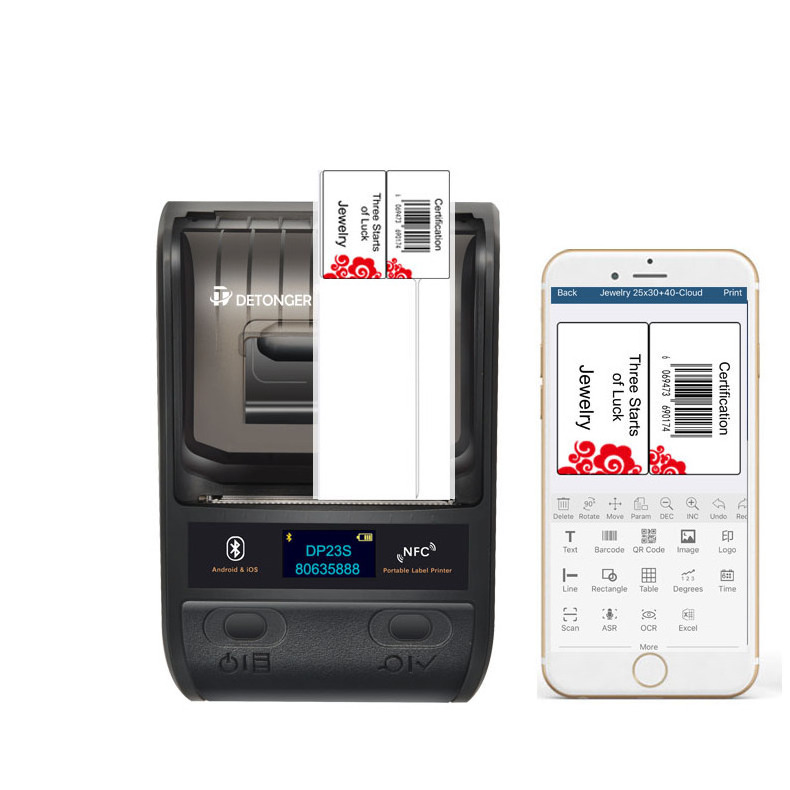 Detonger 58mm small portable price tag label printer barcode qr code sticker label thermal printer