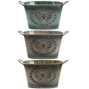 SMALL METAL TROUGH AN ASSORTMENT OF 3 BUTTERFLY PLANTER HOME & GARDEN DECORATIVE METAL MODERN PLANTER