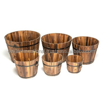 DECORATIVE WOOD GARDEN BUCKET HOT SELLING WOOD GARDEN BUCKET ANTIQUE WOOD GARDEN BUCKET