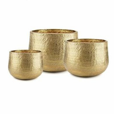 PREMIUM FLOWER POT SET OF 3 ANTIQUE BRASS HAMMERED TOP QUALITY GREENERY PLANTER  & FLOWER POTS PLANTER COST EFFECTIVE PLANTER