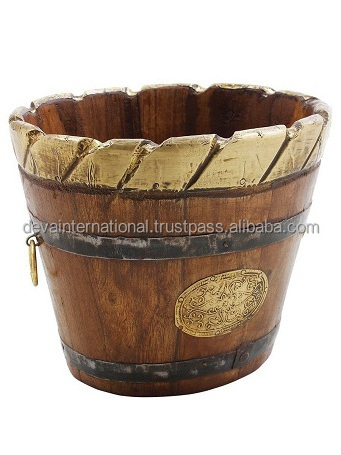 DECORATIVE WOOD GARDEN BUCKET HOT SELLING WOOD GARDEN BUCKET ANTIQUE WOOD GARDEN BUCKET